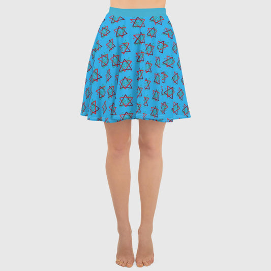 Women's skater skirt, Deep sky blue color skirt, Festive skater skirt, Cut & sew sublimation skirt, skater skirt for summer and spring festivals - PratSN