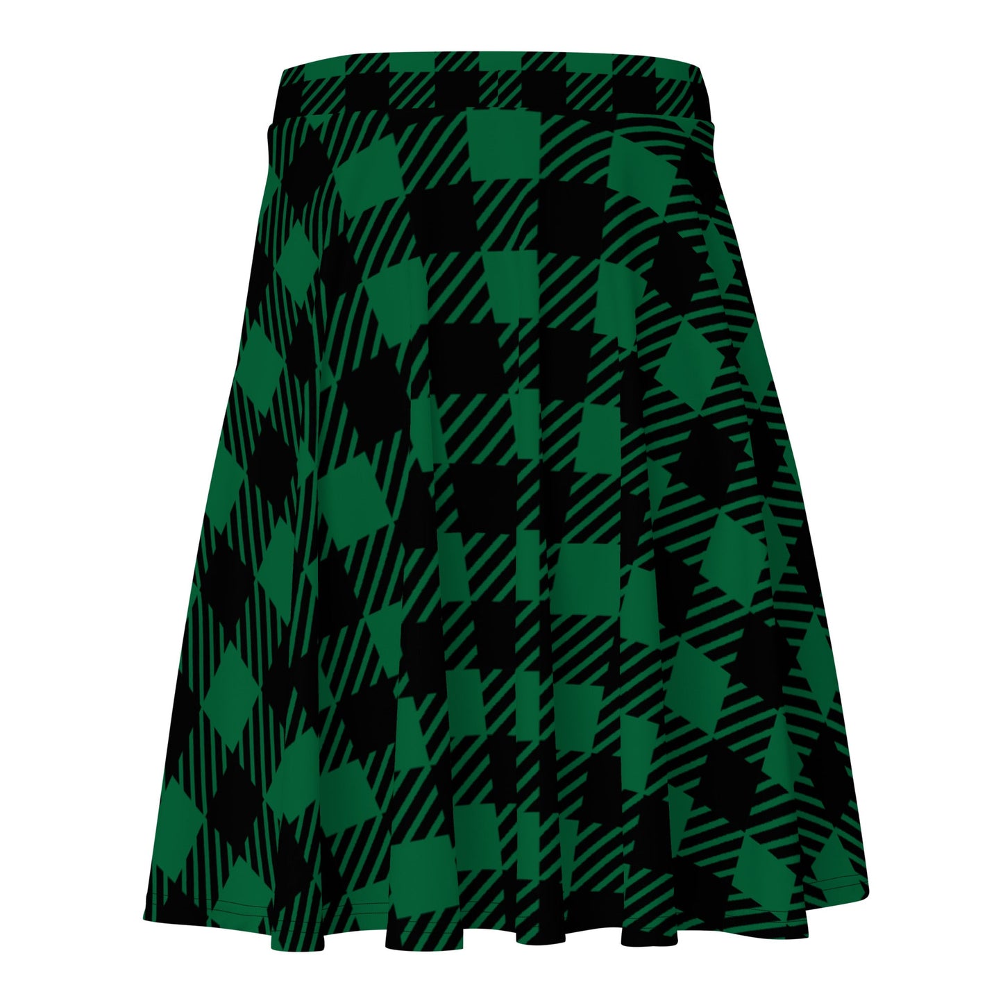 Women's skater skirt, Green and black color skirt, Geometric skater skirt, Cut & sew sublimation skirt, skater skirt for summer and spring - PratSN