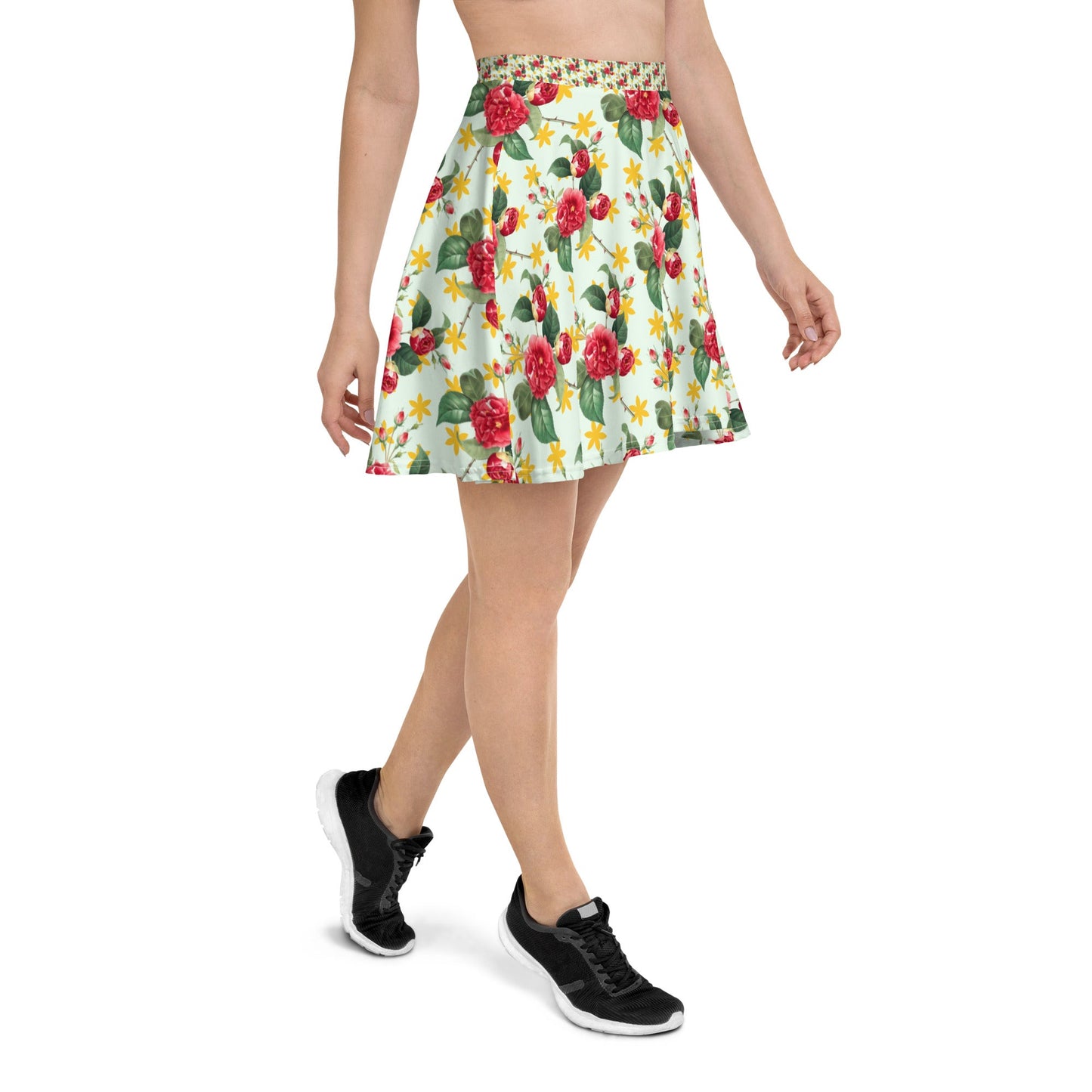 Women's skater skirt, Multi color skirt, Blooming pattern skater skirt, Cut & sew sublimation skirt, skater skirt for summer and spring - PratSN