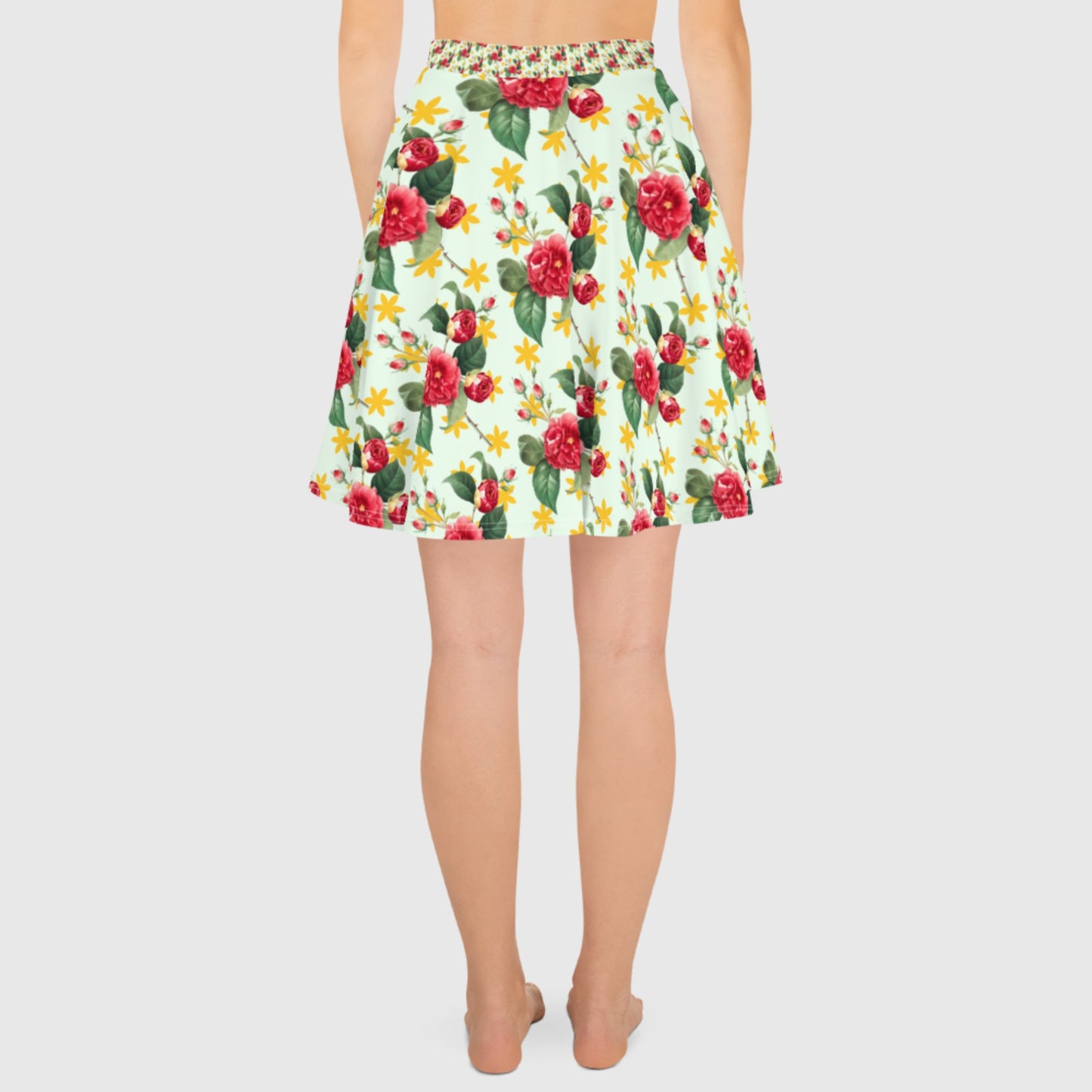 Women's skater skirt, Multi color skirt, Blooming pattern skater skirt, Cut & sew sublimation skirt, skater skirt for summer and spring - PratSN