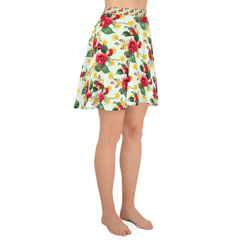 Women's skater skirt, Multi color skirt, Blooming pattern skater skirt, Cut & sew sublimation skirt, skater skirt for summer and spring - PratSN