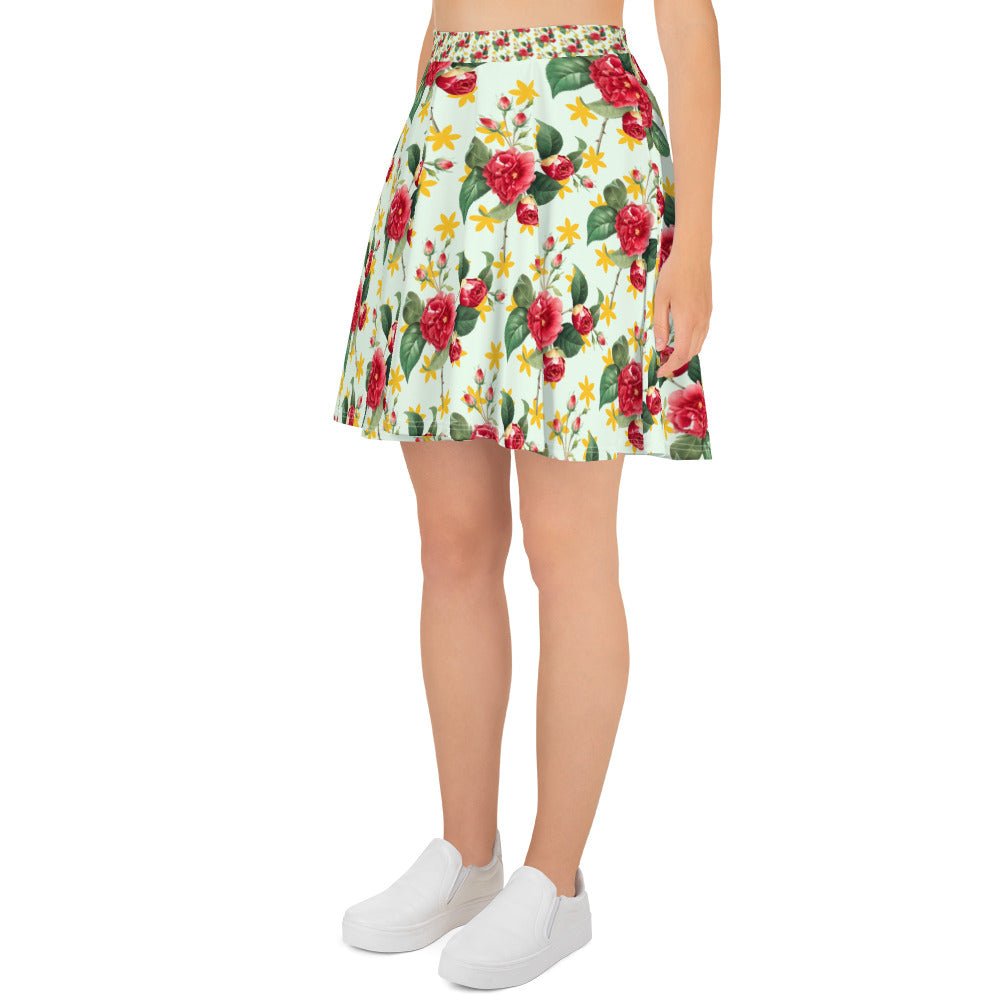Women's skater skirt, Multi color skirt, Blooming pattern skater skirt, Cut & sew sublimation skirt, skater skirt for summer and spring - PratSN