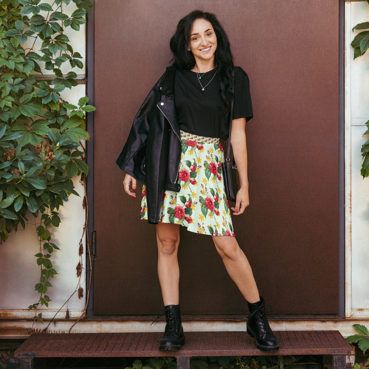 Women's skater skirt, Multi color skirt, Blooming pattern skater skirt, Cut & sew sublimation skirt, skater skirt for summer and spring - PratSN