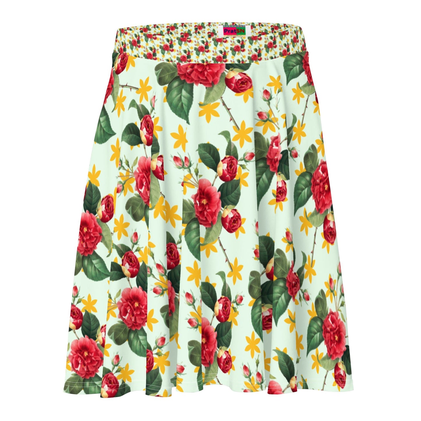 Women's skater skirt, Multi color skirt, Blooming pattern skater skirt, Cut & sew sublimation skirt, skater skirt for summer and spring - PratSN