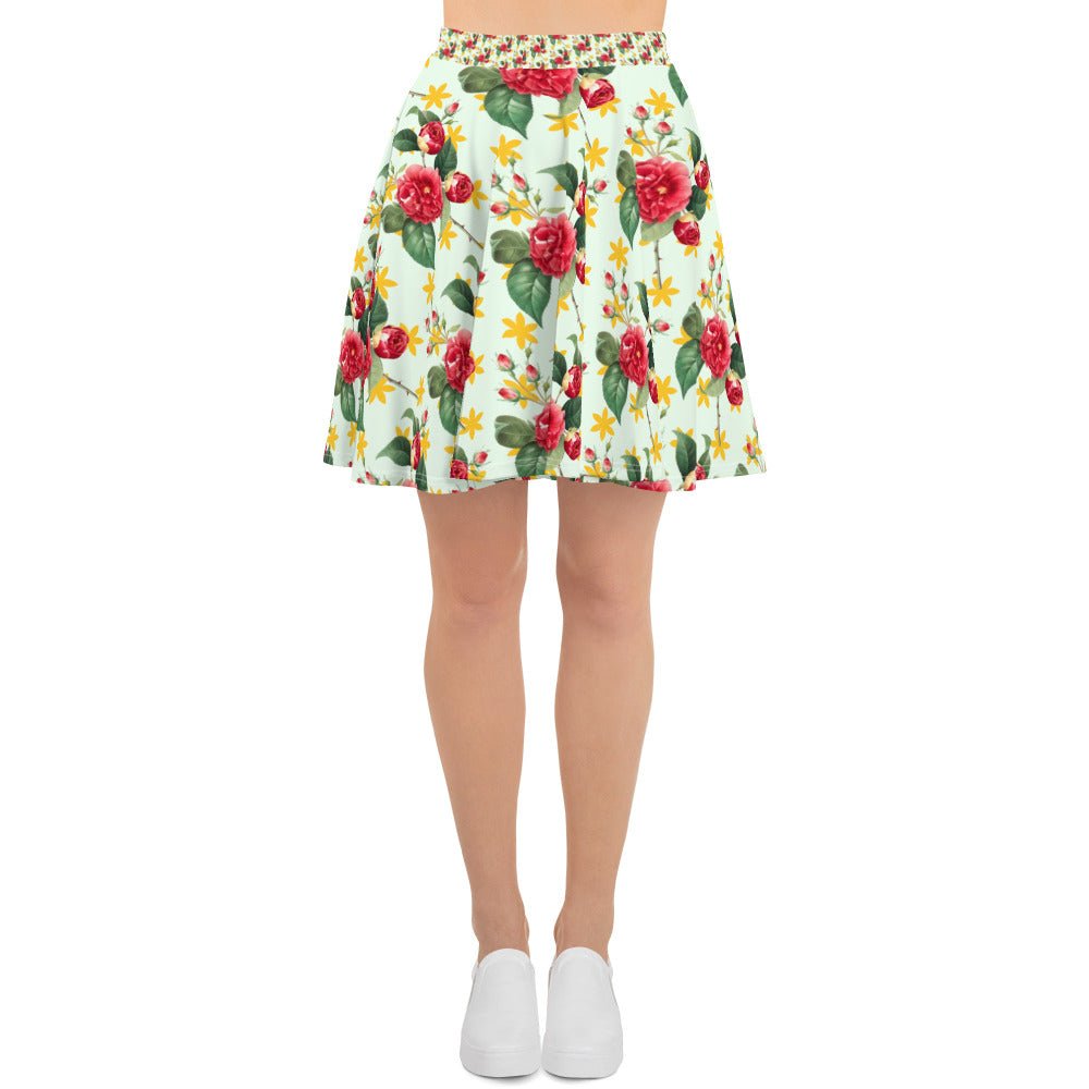 Women's skater skirt, Multi color skirt, Blooming pattern skater skirt, Cut & sew sublimation skirt, skater skirt for summer and spring - PratSN