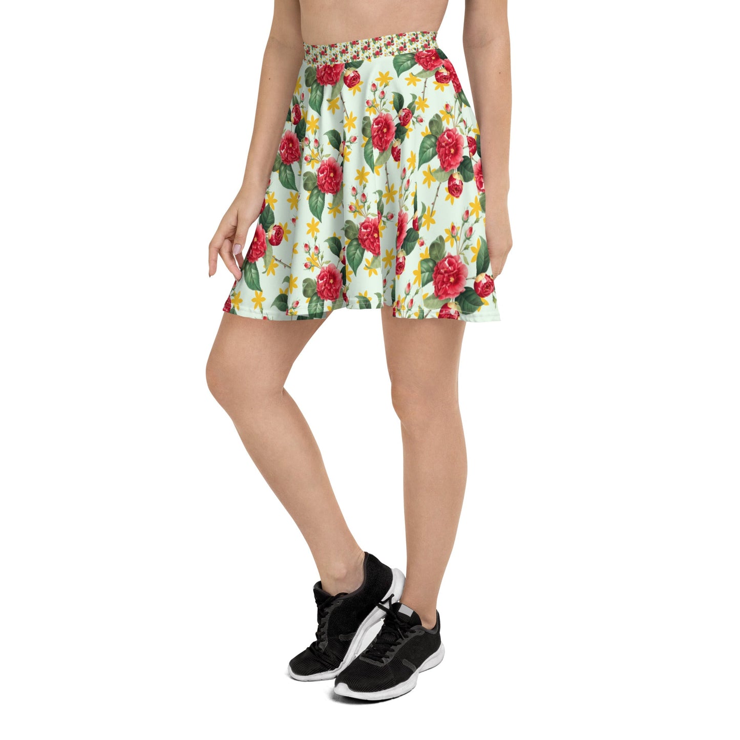 Women's skater skirt, Multi color skirt, Blooming pattern skater skirt, Cut & sew sublimation skirt, skater skirt for summer and spring - PratSN