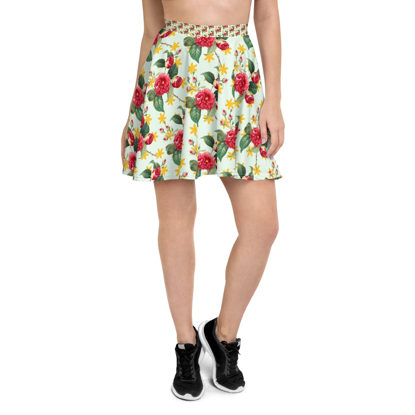 Women's skater skirt, Multi color skirt, Blooming pattern skater skirt, Cut & sew sublimation skirt, skater skirt for summer and spring - PratSN