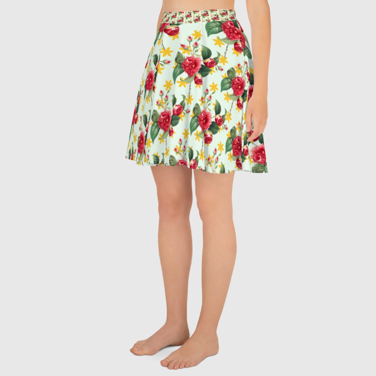 Women's skater skirt, Multi color skirt, Blooming pattern skater skirt, Cut & sew sublimation skirt, skater skirt for summer and spring - PratSN