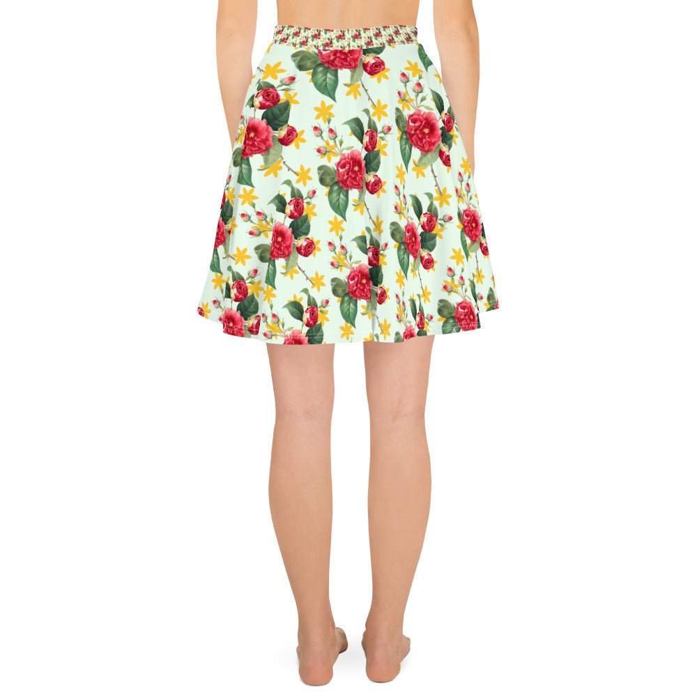Women's skater skirt, Multi color skirt, Blooming pattern skater skirt, Cut & sew sublimation skirt, skater skirt for summer and spring - PratSN
