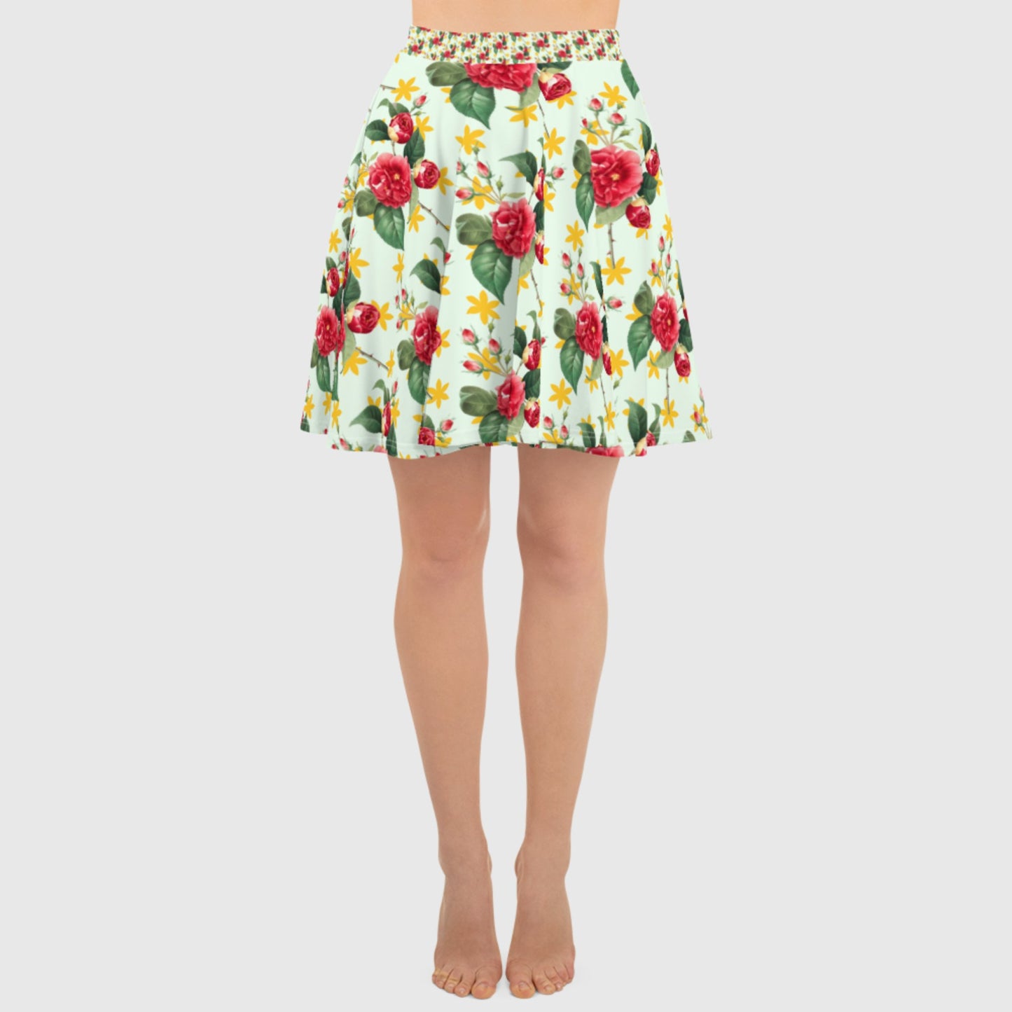 Women's skater skirt, Multi color skirt, Blooming pattern skater skirt, Cut & sew sublimation skirt, skater skirt for summer and spring - PratSN