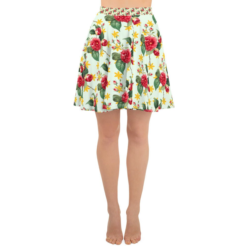 Women's skater skirt, Multi color skirt, Blooming pattern skater skirt, Cut & sew sublimation skirt, skater skirt for summer and spring - PratSN