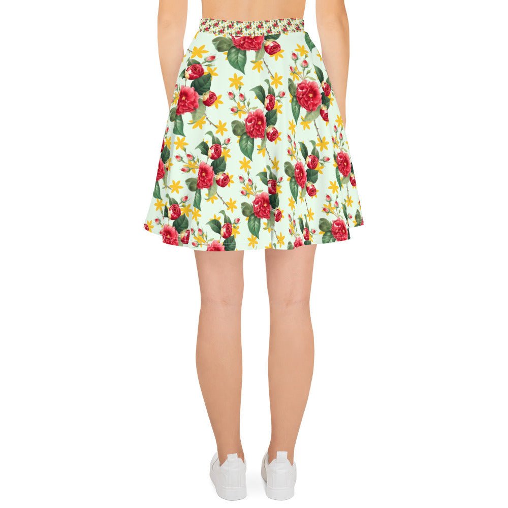 Women's skater skirt, Multi color skirt, Blooming pattern skater skirt, Cut & sew sublimation skirt, skater skirt for summer and spring - PratSN
