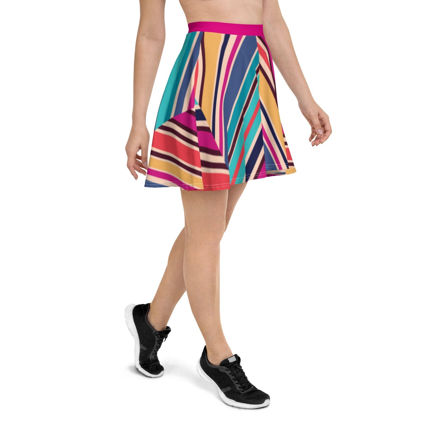 Women's skater skirt, Multi color skirt, Stripped pattern skater skirt, Cut & sew sublimation skirt, skater skirt for summer and spring - PratSN