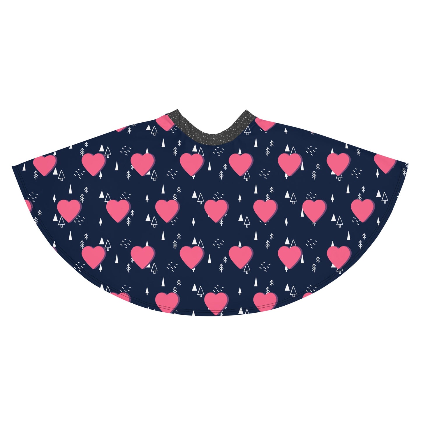 Women's skater skirt, Navy and pink color skirt, Love patterns - Hearts skirt, Festive pattern cut & sew sublimation, Summer special skirt skirt - PratSN