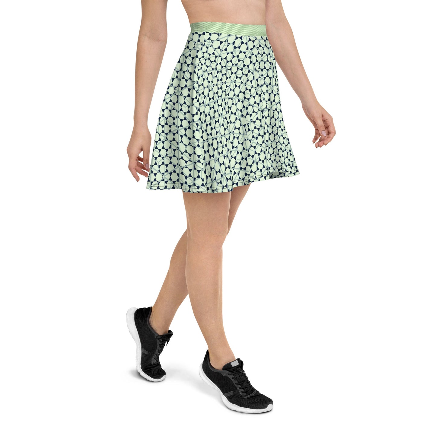 Women's skater skirt, Navy color skirt, Geometric pattern cut & sew sublimation, Summer special skirt skirt - PratSN