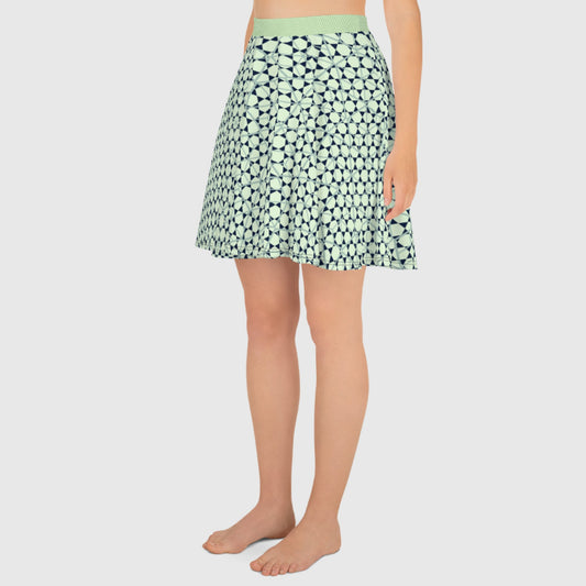Women's skater skirt, Navy color skirt, Geometric pattern cut & sew sublimation, Summer special skirt skirt - PratSN
