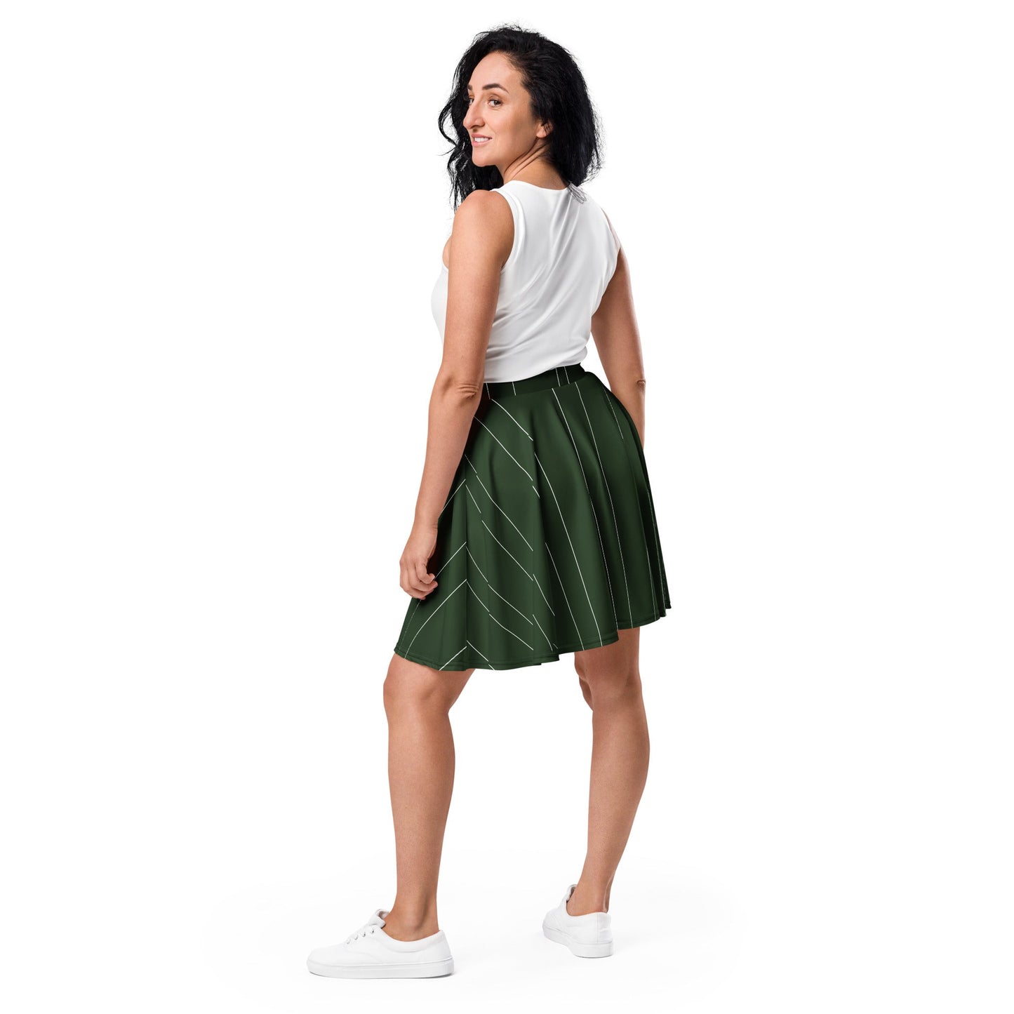 Women's skater skirt, Olive green with white lining skirt, skater skirt for summer and spring - PratSN