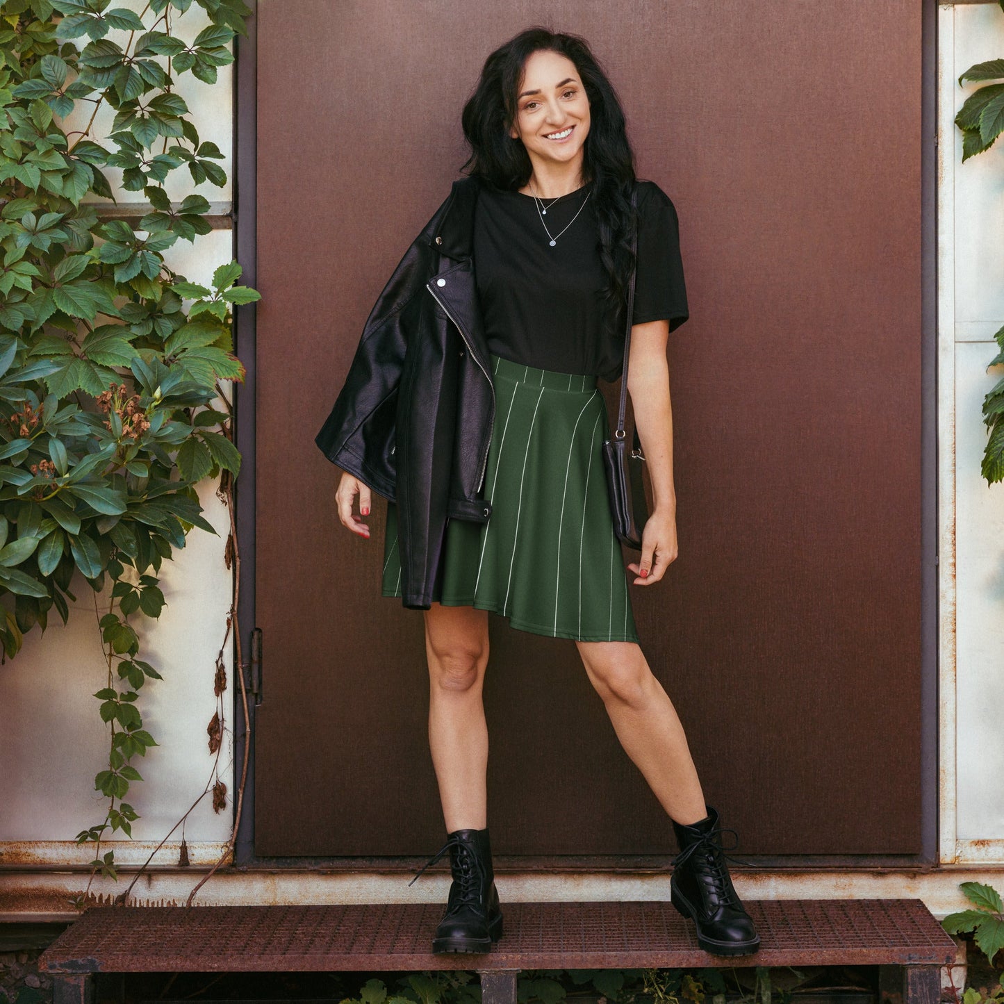 Women's skater skirt, Olive green with white lining skirt, skater skirt for summer and spring - PratSN