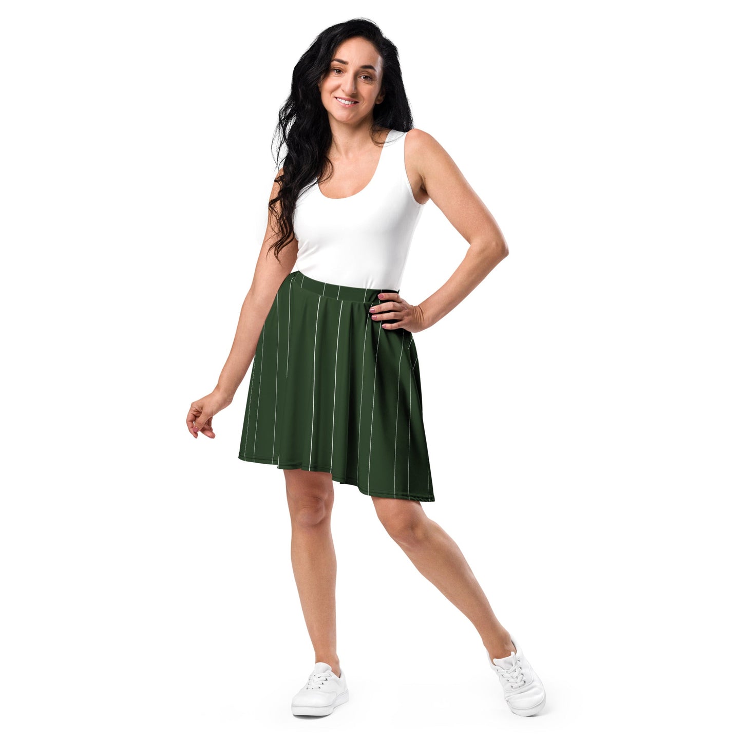 Women's skater skirt, Olive green with white lining skirt, skater skirt for summer and spring - PratSN