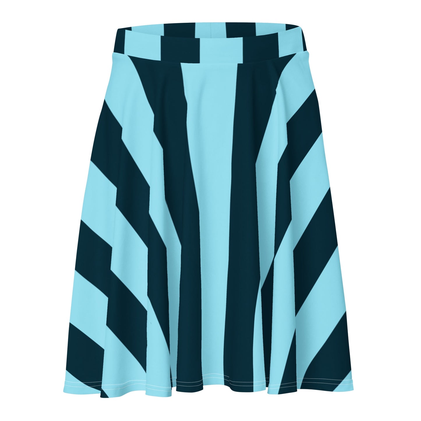 Women's skater skirt, Sky blue and deep green color skirt, Stripped skater skirt, Cut & sew sublimation skirt, skater skirt for summer and spring - PratSN