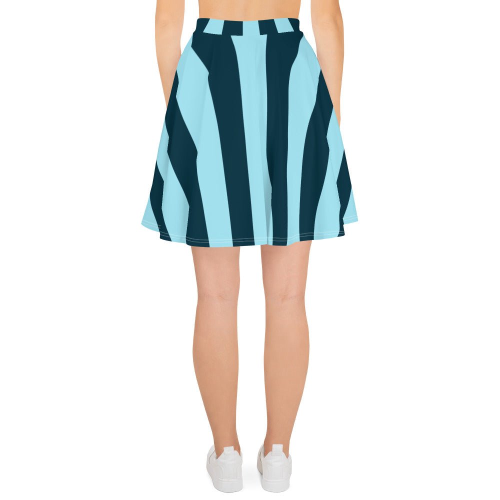Women's skater skirt, Sky blue and deep green color skirt, Stripped skater skirt, Cut & sew sublimation skirt, skater skirt for summer and spring - PratSN