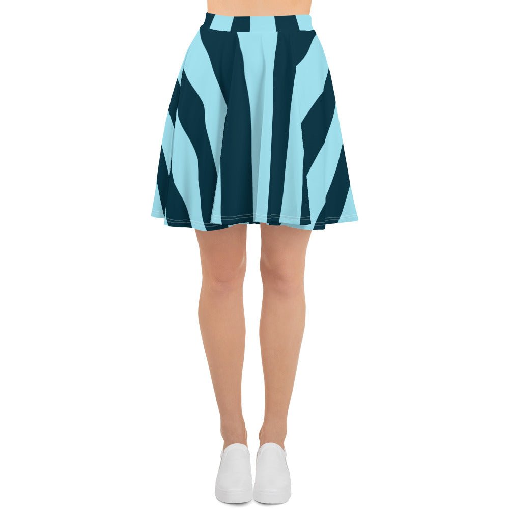 Women's skater skirt, Sky blue and deep green color skirt, Stripped skater skirt, Cut & sew sublimation skirt, skater skirt for summer and spring - PratSN