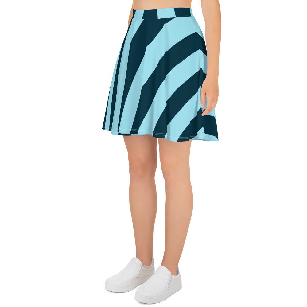 Women's skater skirt, Sky blue and deep green color skirt, Stripped skater skirt, Cut & sew sublimation skirt, skater skirt for summer and spring - PratSN