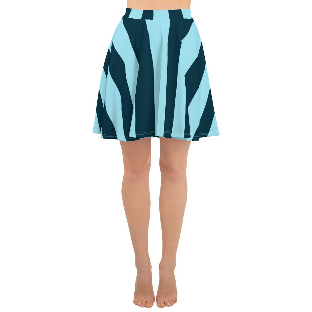 Women's skater skirt, Sky blue and deep green color skirt, Stripped skater skirt, Cut & sew sublimation skirt, skater skirt for summer and spring - PratSN
