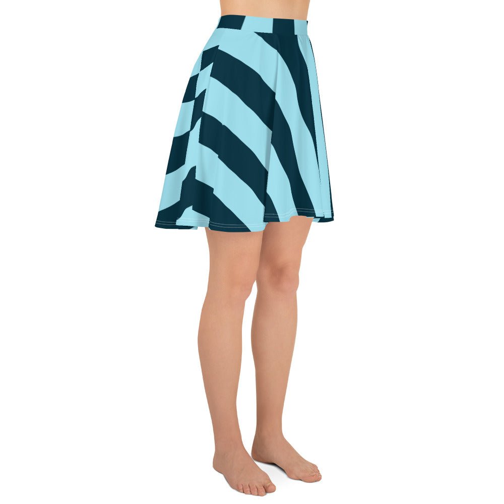 Women's skater skirt, Sky blue and deep green color skirt, Stripped skater skirt, Cut & sew sublimation skirt, skater skirt for summer and spring - PratSN