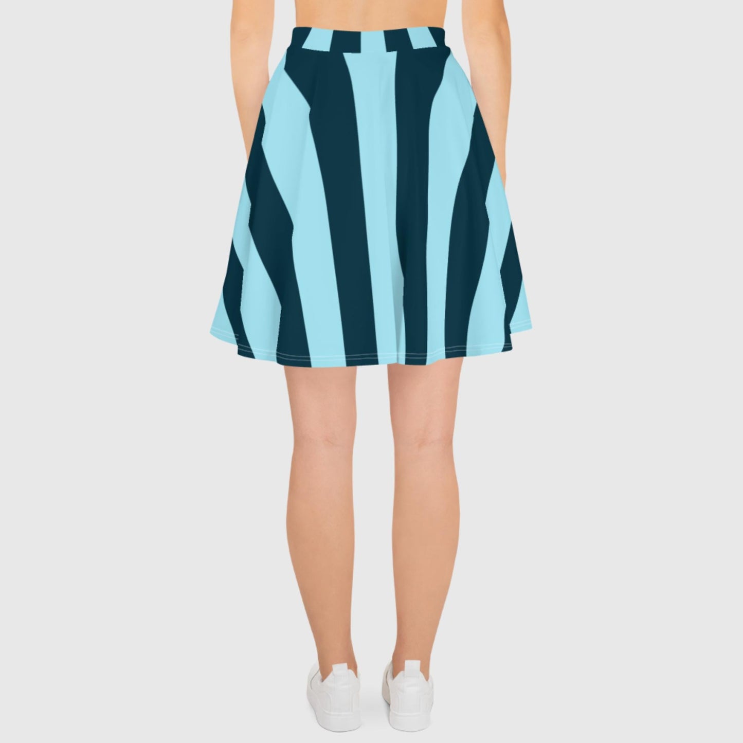 Women's skater skirt, Sky blue and deep green color skirt, Stripped skater skirt, Cut & sew sublimation skirt, skater skirt for summer and spring - PratSN