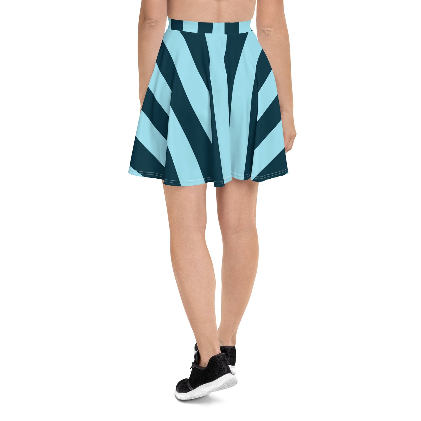 Women's skater skirt, Sky blue and deep green color skirt, Stripped skater skirt, Cut & sew sublimation skirt, skater skirt for summer and spring - PratSN