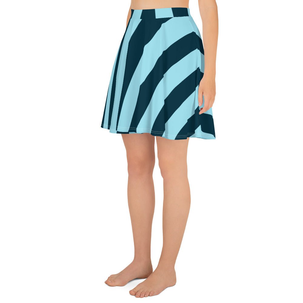 Women's skater skirt, Sky blue and deep green color skirt, Stripped skater skirt, Cut & sew sublimation skirt, skater skirt for summer and spring - PratSN