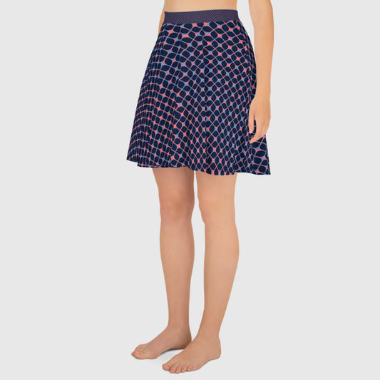 Women's skater skirt, Wild Blue Yonder color skirt, Geometric pattern cut & sew sublimation, Summer special skirt skirt - PratSN