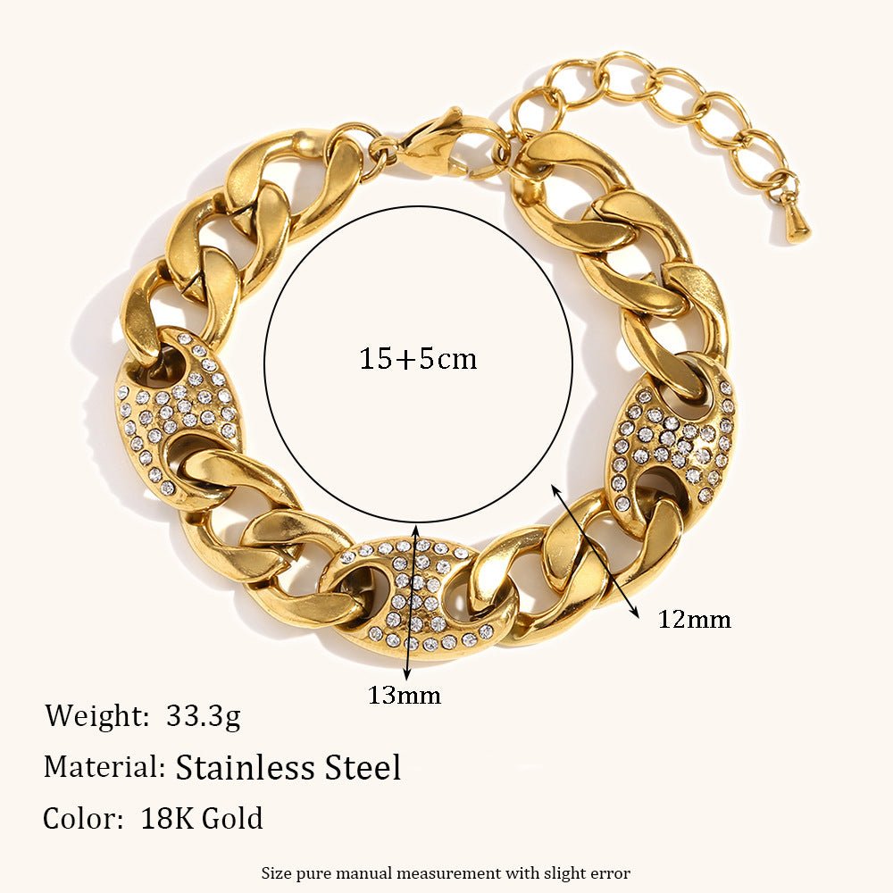 Women's Special - interest Design Personalized Bracelet Stainless Steel 18K Gold Plating - PratSN
