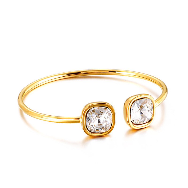 Women's Square Open Hollow Stainless Steel Bracelet - PratSN