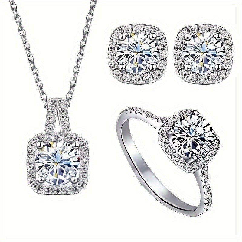 Women's Sterling Silver Natural Stone Earrings Set Necklace - PratSN