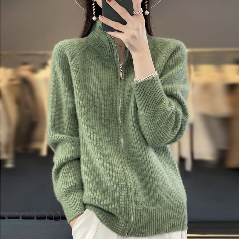 Women's Striped Turtleneck Zipper Sweater - PratSN