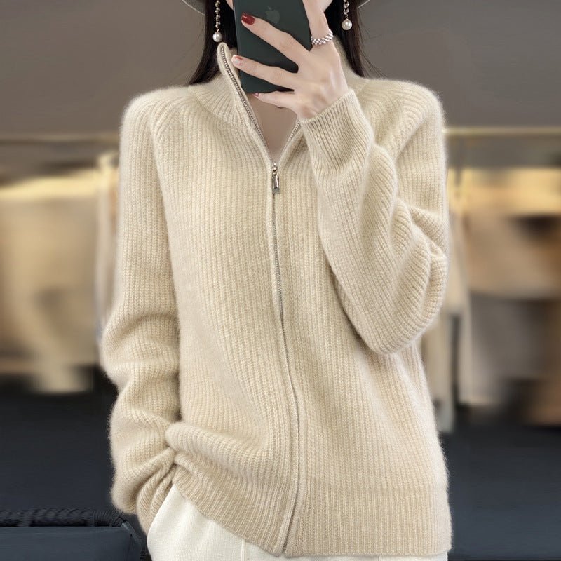 Women's Striped Turtleneck Zipper Sweater - PratSN