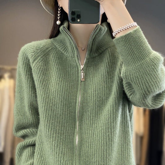 Women's Striped Turtleneck Zipper Sweater - PratSN