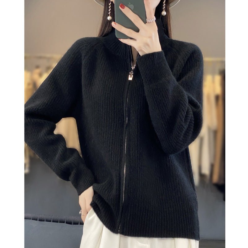 Women's Striped Turtleneck Zipper Sweater - PratSN