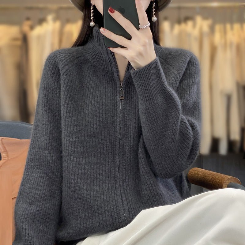 Women's Striped Turtleneck Zipper Sweater - PratSN