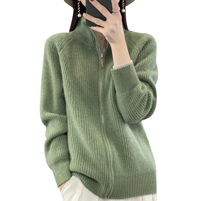 Women's Striped Turtleneck Zipper Sweater - PratSN