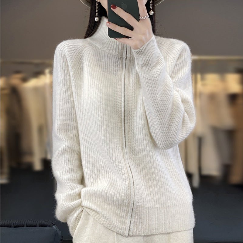 Women's Striped Turtleneck Zipper Sweater - PratSN