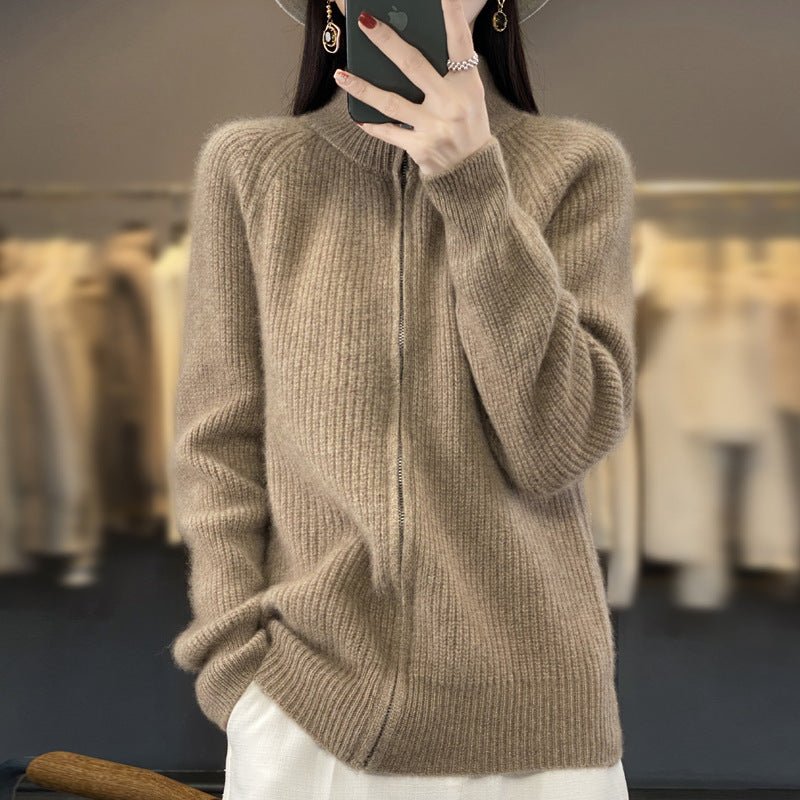 Women's Striped Turtleneck Zipper Sweater - PratSN