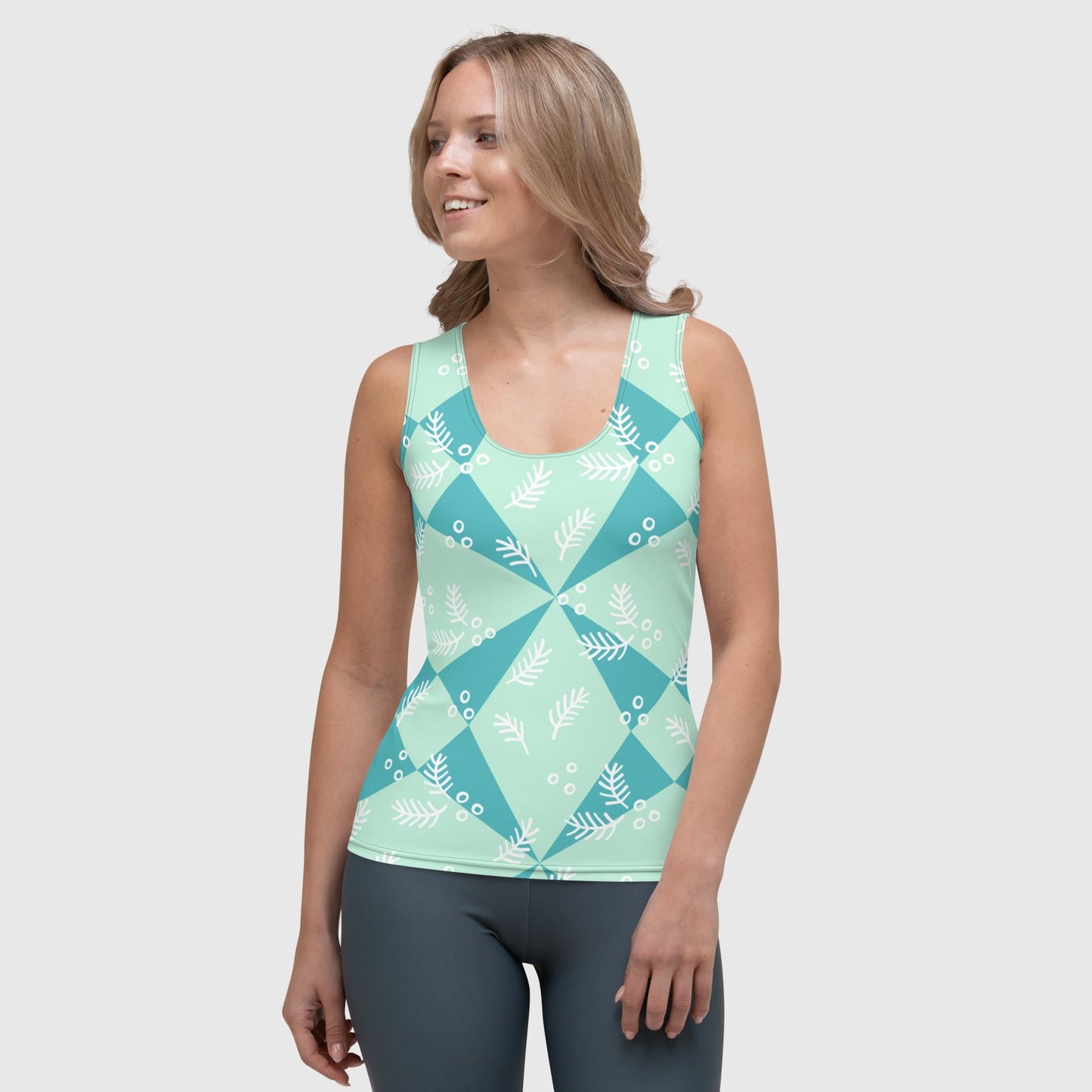 Women's sublimation cut & sew tank top, Abstract tank top, Festive pattern tank top, Hand sewn, tank top for summer and spring festivals - PratSN