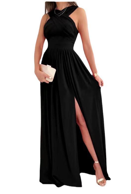 Women's Summer Sleeveless Neck Hanging Back Dress - PratSN