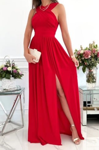 Women's Summer Sleeveless Neck Hanging Back Dress - PratSN