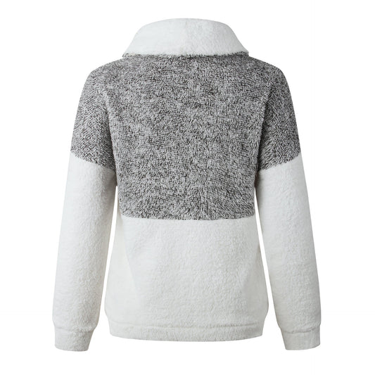 Women's sweater leopard print stitching pocket zipper - PratSN