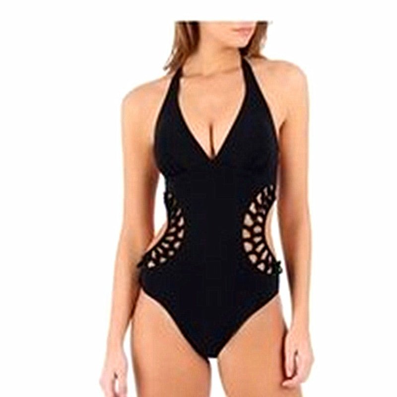 Women's Temperament Fashion Waist Braided Rope Solid Color One - piece Bikini Swimsuit - PratSN