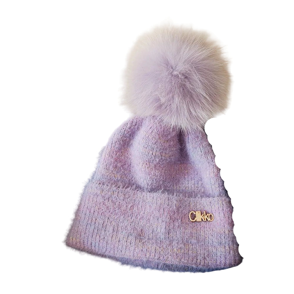 Women's Trendy gradient thickened faux wool knitted hat autumn and winter - PratSN